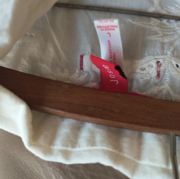 Josie Natori Eyelet Button Down Shirt Size Large - Picture 6 of 8